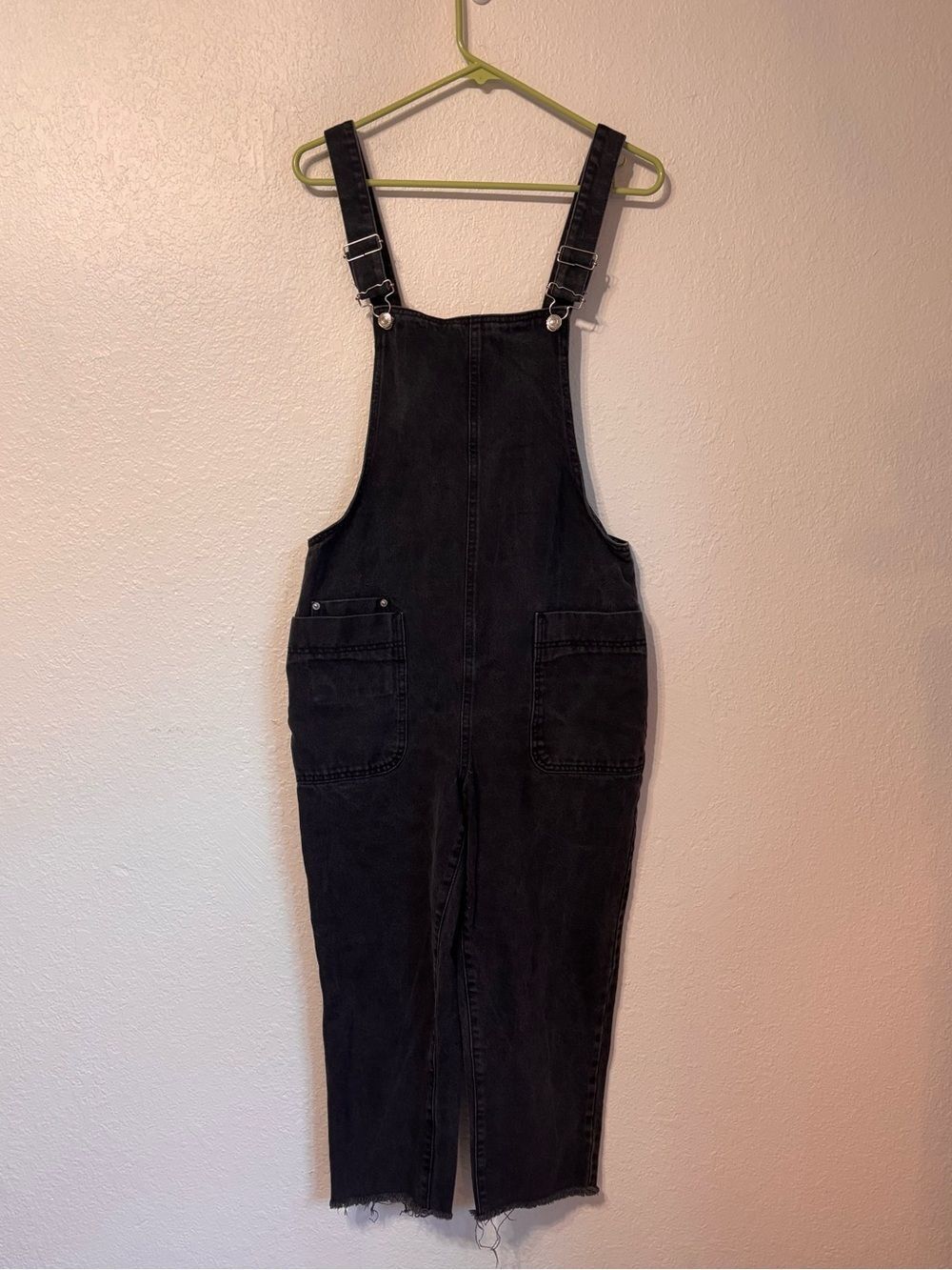 Zara Washed Black Ankle Overalls Medium